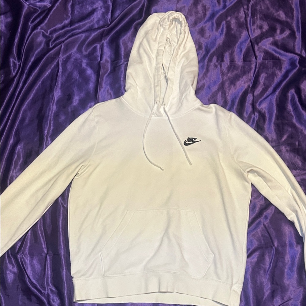 Nike White Pullover Hoodie with Black Swoosh